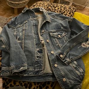 NWOT super distressed oversized american eagle denim jacket